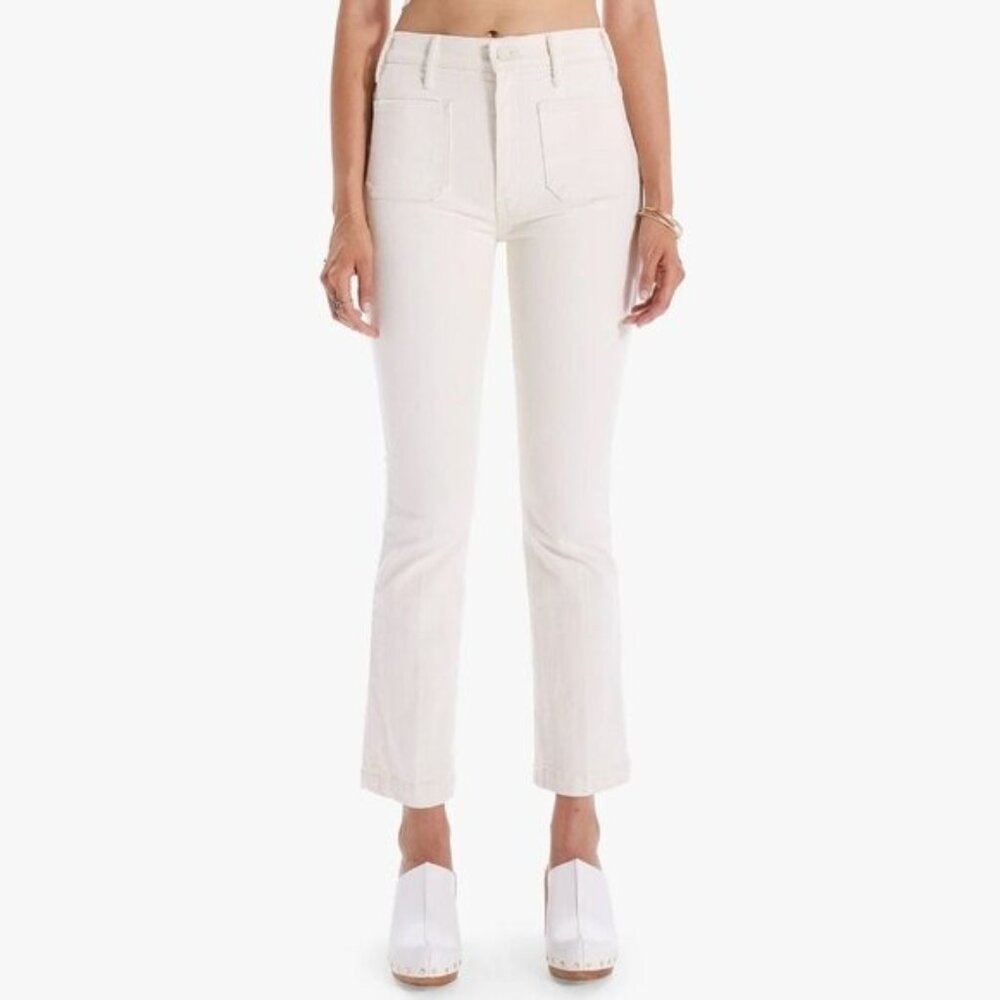Mother Superior Hustler Patch Pocket Flood Jeans 31 Act Natural White Denim 70s